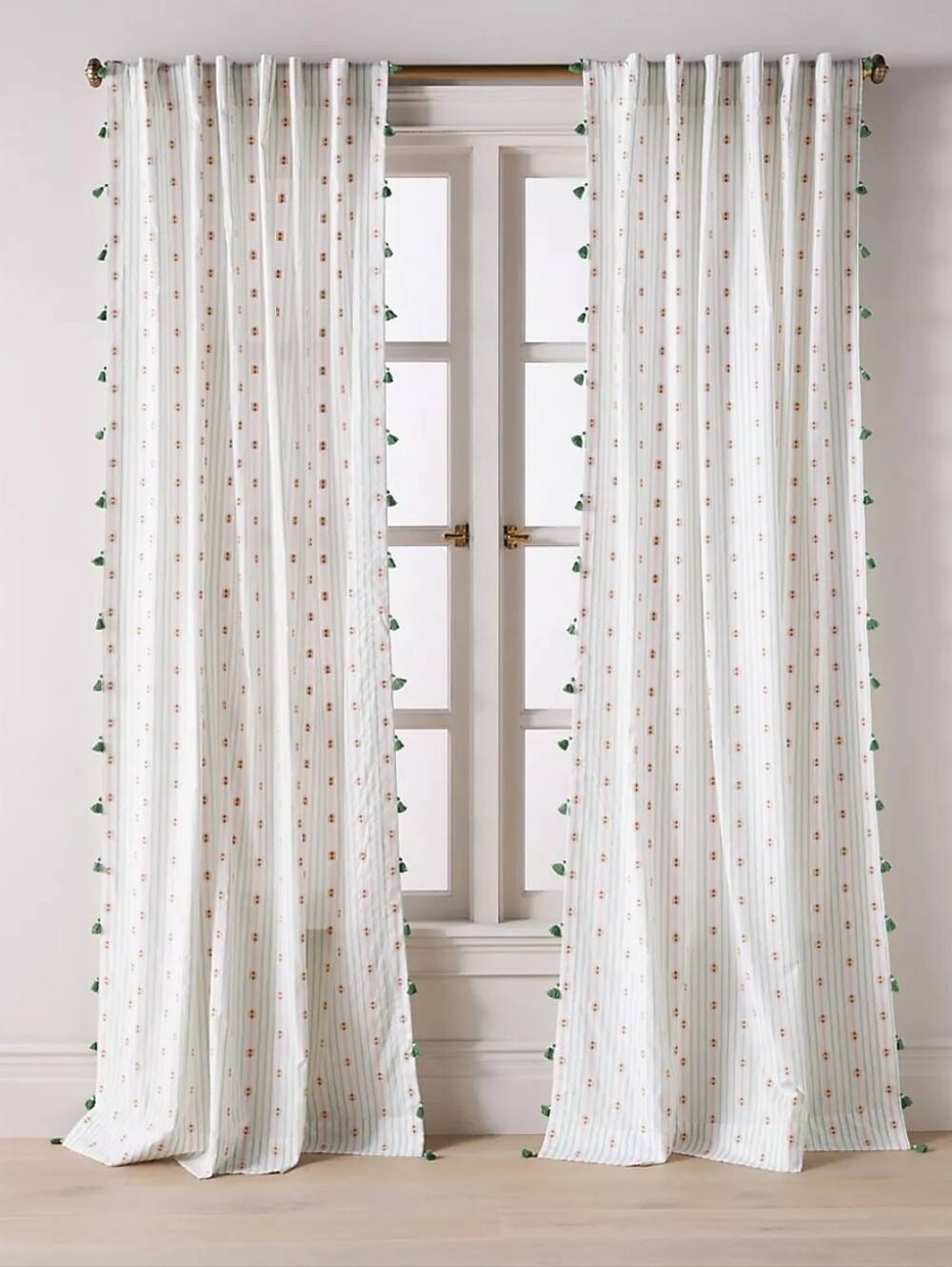 Anthropologie Nera Woven Tassels Curtain Panels Set Of 3, 50×96" Rod Pocket